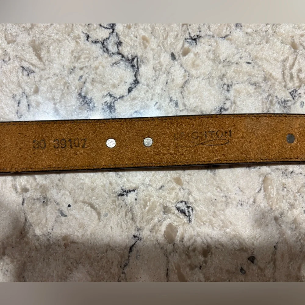 Brighton Brown Leather Western-Style Belt 30 with Silver Western Buckle - Picture 8 of 10